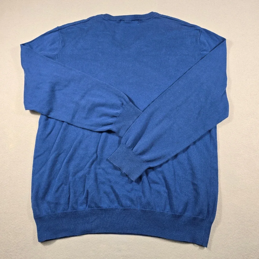 Old Navy Mens XL Blue Sweater V-Neck Solid Long‎ Sleeve Cotton Blend